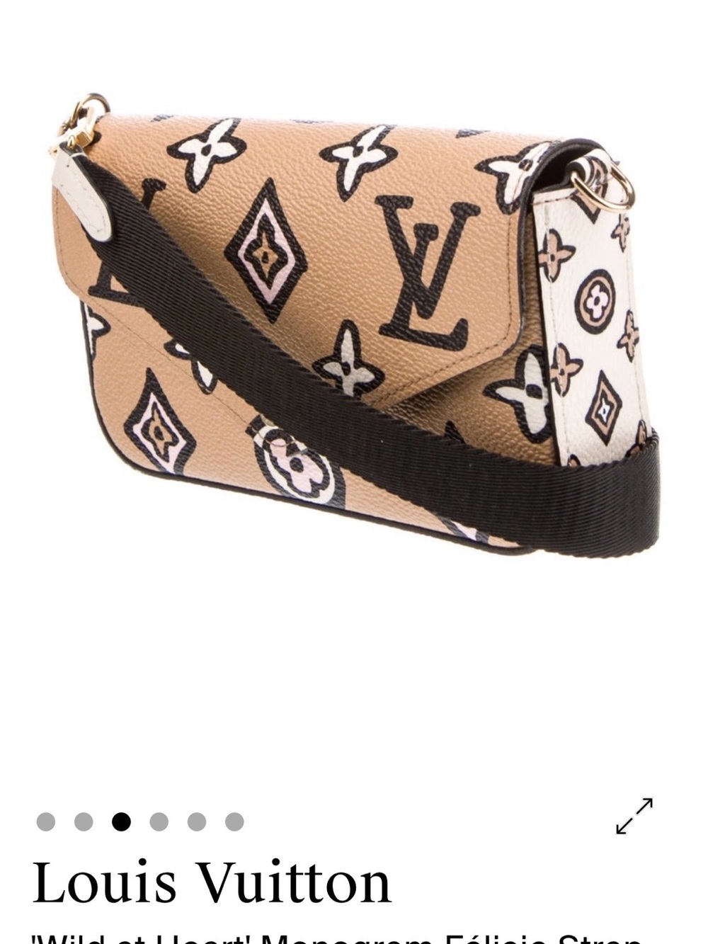 Louis Vuitton Beige Monogram Crossbody with Black Strap - Picture 3 of 7